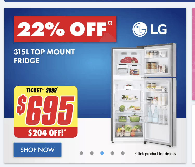 The Good Guys: LG 315L Top Mount Refrigerator – $695